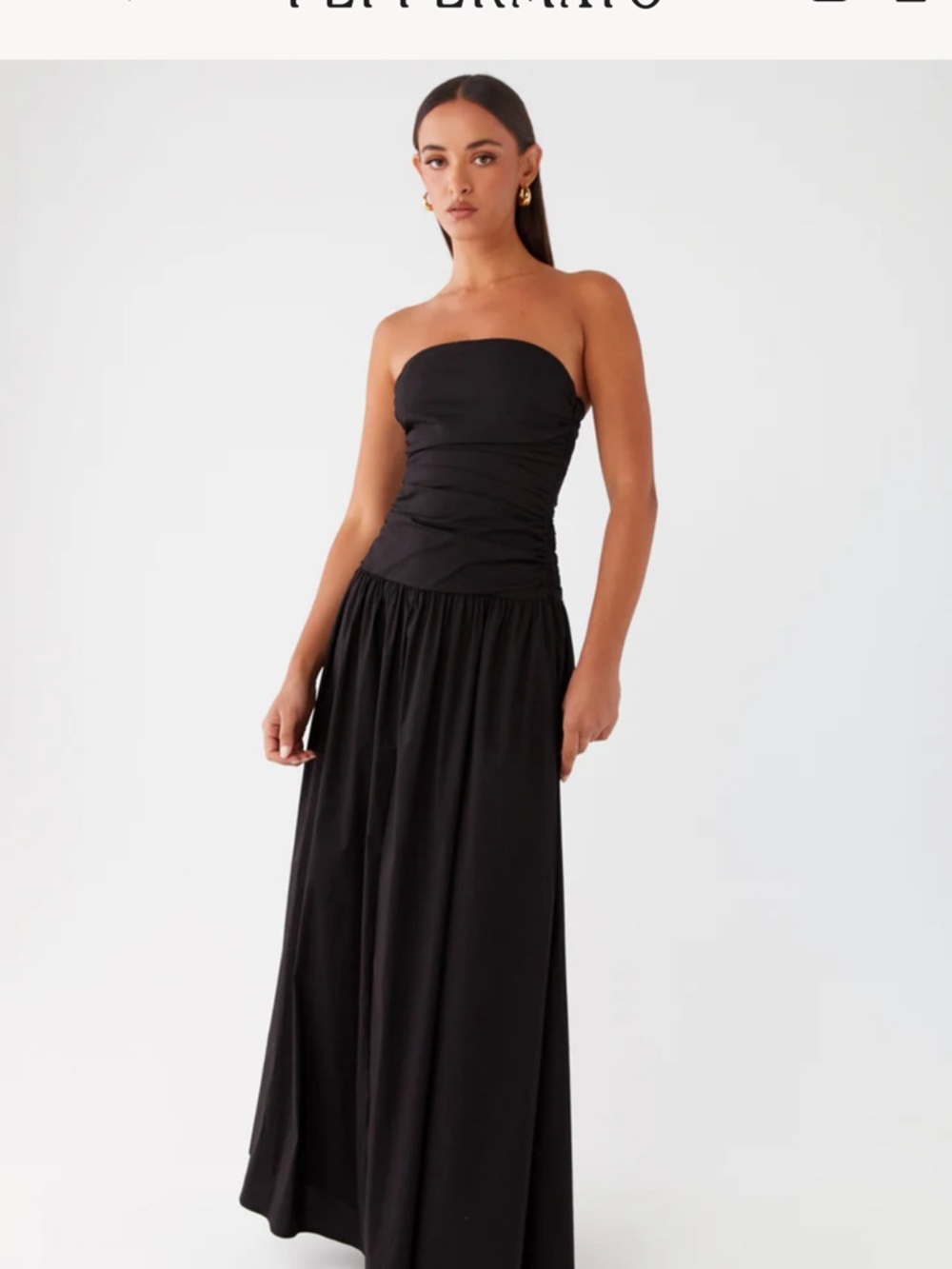 Peppermayo Black Strapless Maxi Dress